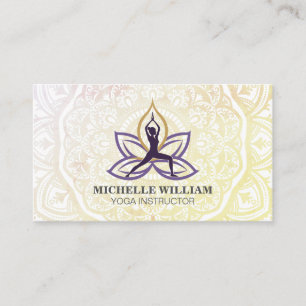 Warrior Pose Mandala Pattern Yoga Business Card