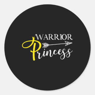 Warrior Princess Childhood Cancer Awareness  Classic Round Sticker