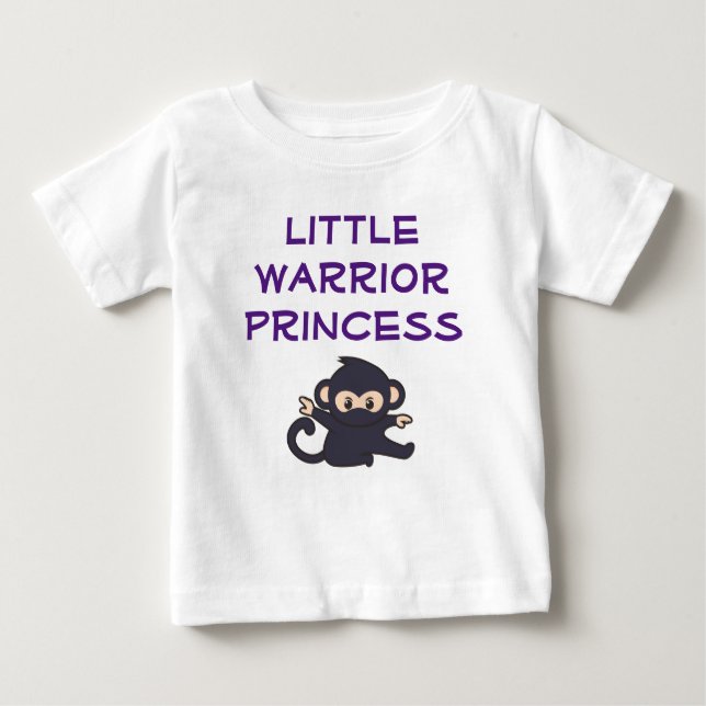Warrior Princess Funny Cute Cartoon Ninja Monkey Baby T-Shirt (Front)