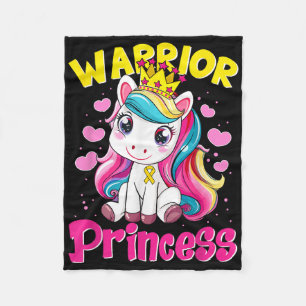 Warrior Princess Unicorn Girls Childhood Cancer Aw Fleece Blanket