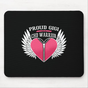 Warrior Proud Gigi Zipper Heart With Angel Wings  Mouse Pad
