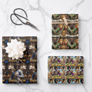 Warrior Purim Wrapping Paper Sheets (3)