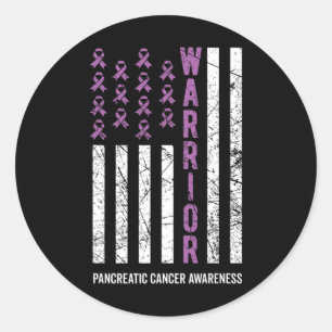 Warrior Purple Ribbon Pancreatic Cancer Awareness Classic Round Sticker
