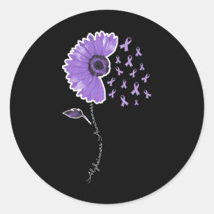 Warrior Purple Sunflower Cute Ribbon Classic Round Sticker