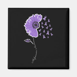 Warrior Purple Sunflower Cute Ribbon  Magnet