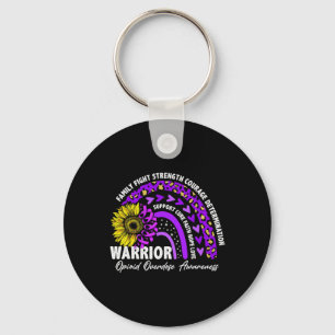 Warrior Rainbow Purple Ribbon Opioid Overdose Awar Key Ring