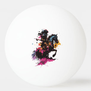Warrior riding horse in watercolor ping pong ball