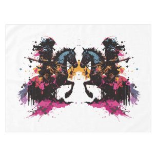 Warrior riding horse in watercolor     tablecloth