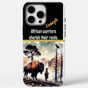 Warrior seated beside a roaring tiger in nature iPhone 16 pro max case