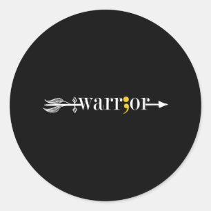 Warrior Semicolon May Mental Health Awareness Mont Classic Round Sticker