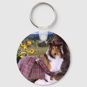 Warrior Sheltie Magnet Key Ring