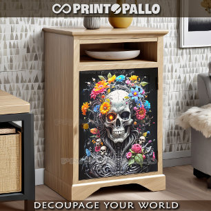 Warrior skull with multi colours flowers tissue paper