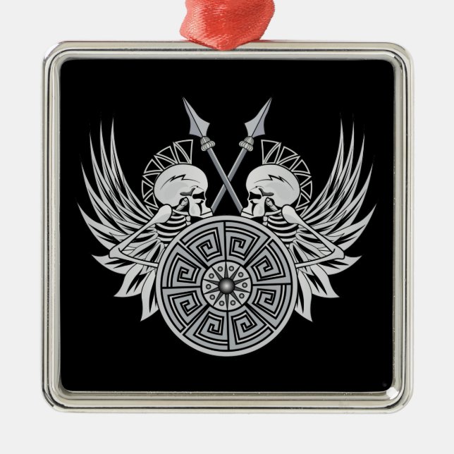 Warrior Skulls Metal Ornament (Front)