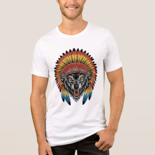 Warrior Spirit – Native Wolf Headdress Tri-Blend Shirt