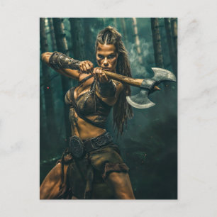 Warrior Spirit of Viking Woman Channeling Postcard
