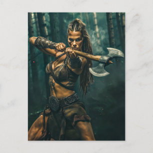 Warrior Spirit of Viking Woman Channeling Postcard