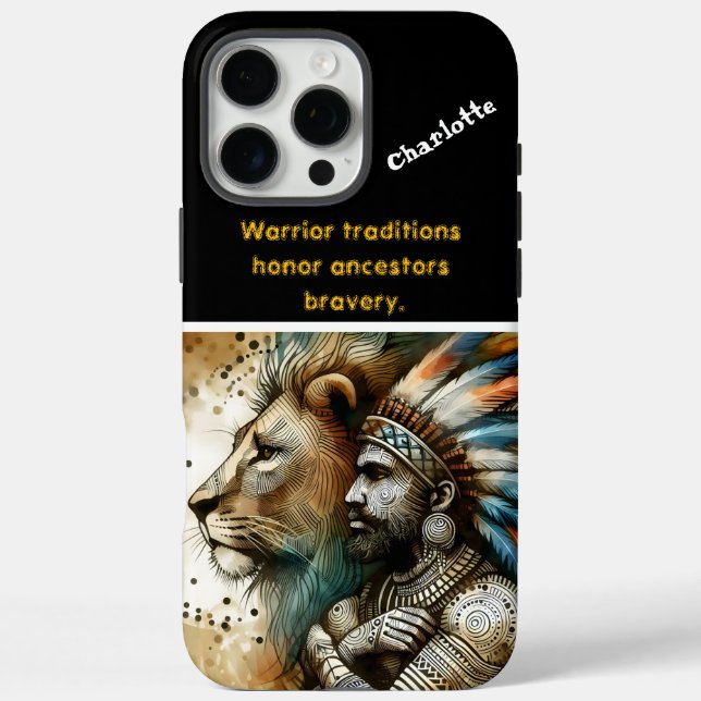 Warrior stands proud with a lion Case-Mate iPhone case (Back)