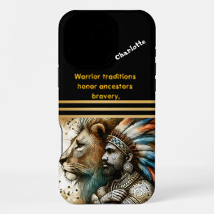 Warrior stands proud with a lion iPhone 16 pro max case