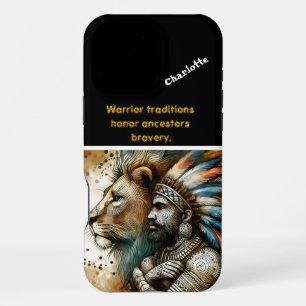 Warrior stands proud with a lion iPhone 16 pro max case