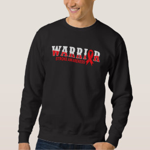 Warrior Stroke Awareness Survivor Retro Brain Red  Sweatshirt