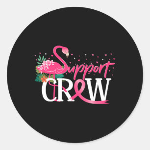 Warrior Support Crew Flamingo Breast Cancer Awaren Classic Round Sticker