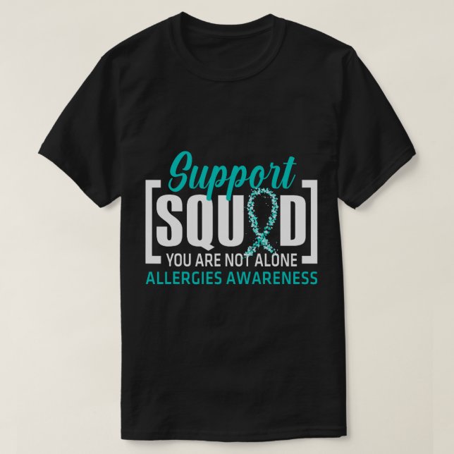Warrior Support Squad Allergies Awareness Feather T-Shirt (Design Front)