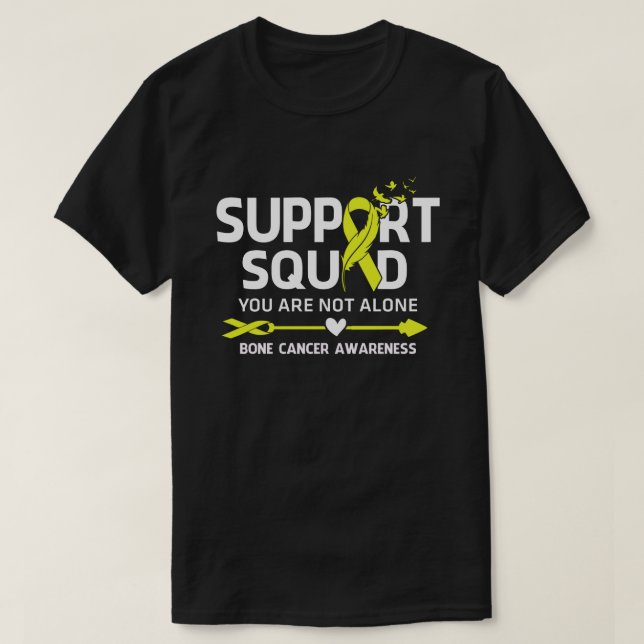Warrior Support Squad Bone Cancer Awareness Feathe T-Shirt (Design Front)