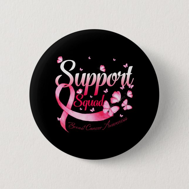 Warrior Support Squad Butterfly Breast Cancer 6 Cm Round Badge (Front)