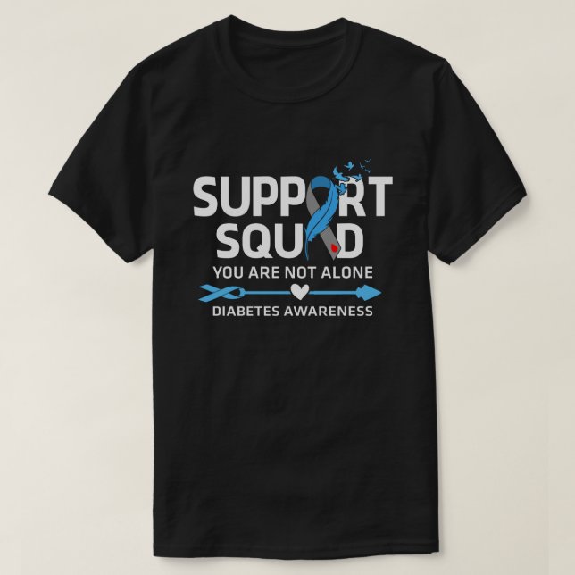 Warrior Support Squad Diabetes Awareness Feather T-Shirt (Design Front)