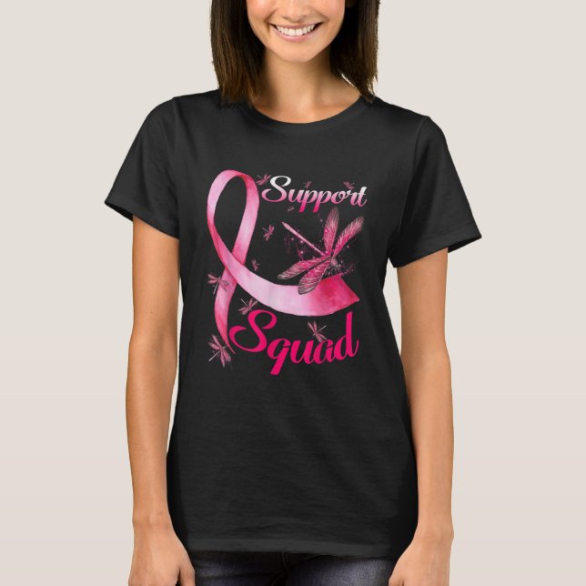 Warrior Support Squad Dragonfly Breast Cancer Awar T-Shirt (Front)
