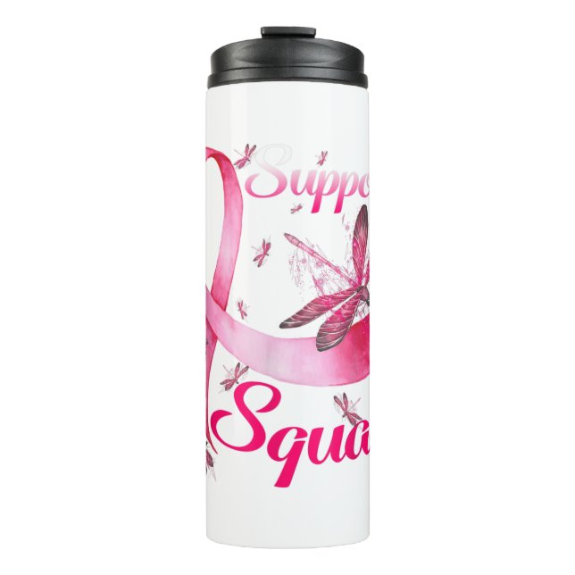 Warrior Support Squad Dragonfly Breast Cancer Awar Thermal Tumbler (Front)