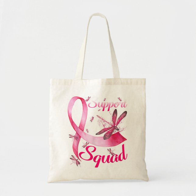 Warrior Support Squad Dragonfly Breast Cancer Awar Tote Bag (Front)