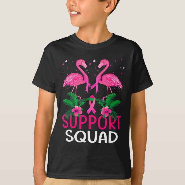 Warrior Support Squad Flamingo Breast Cancer Aware T-Shirt (Front)