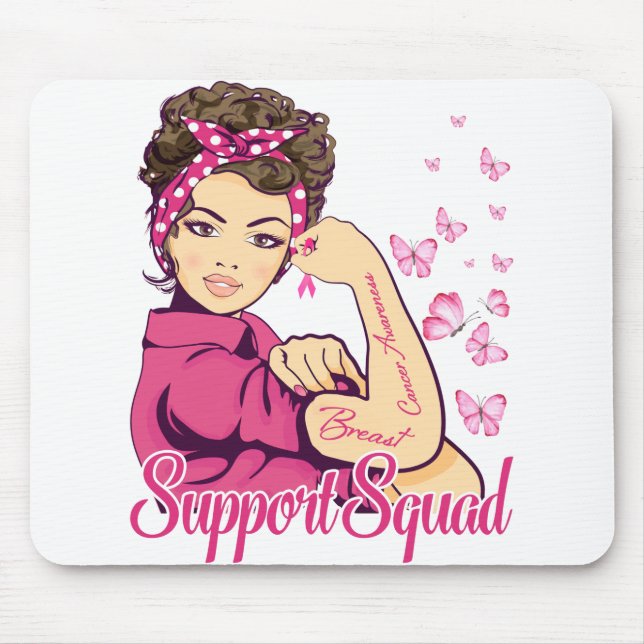 Warrior Support Squad Rosie Riveter Breast Cancer Mouse Pad (Front)