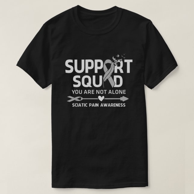 Warrior Support Squad Sciatic Pain Awareness Feath T-Shirt (Design Front)