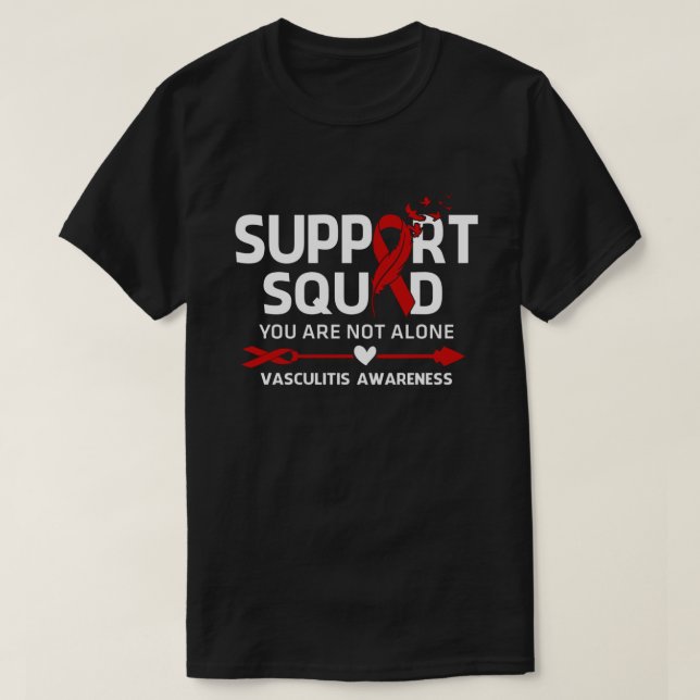 Warrior Support Squad Vasculitis Awareness Feather T-Shirt (Design Front)