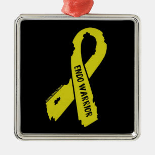 Warrior/ torn ribbon...Endometriosis Metal Ornament