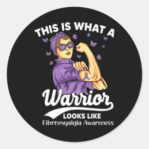 Warrior Unbreakable Fibromyalgia Awareness Classic Round Sticker