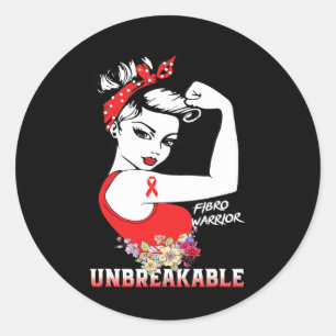 Warrior Unbreakable Fibromyalgia Awareness  Classic Round Sticker