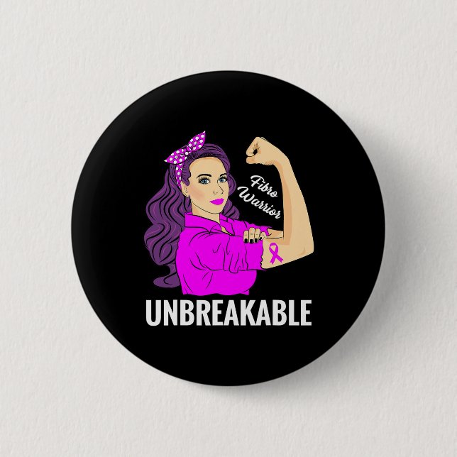 Warrior Unbreakable Fibromyalgia Awareness Tee  6 Cm Round Badge (Front)