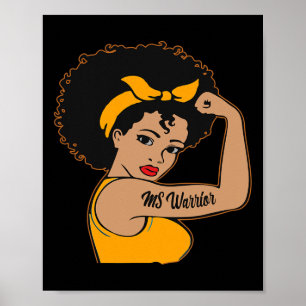 Warrior Unbreakable Multiple Sclerosis Afro Black Poster