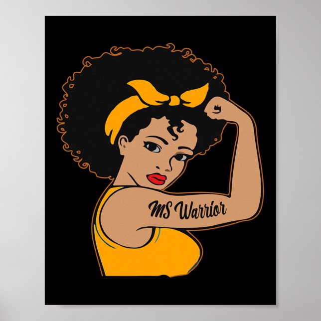 Warrior Unbreakable Multiple Sclerosis Afro Black  Poster (Front)