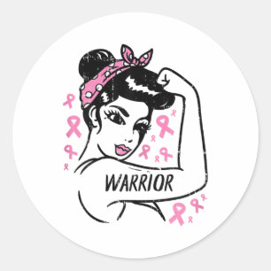 Warrior Unbreakable Pink Ribbon Breast Cancer Awar Classic Round Sticker