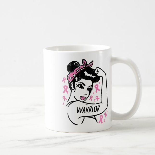 Warrior Unbreakable Pink Ribbon Breast Cancer Awar Coffee Mug (Right)