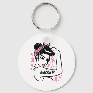 Warrior Unbreakable Pink Ribbon Breast Cancer Awar Key Ring