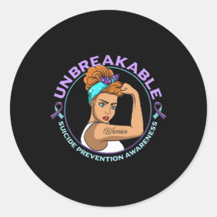 Warrior Unbreakable Suicide Prevention Awareness  Classic Round Sticker