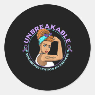 Warrior Unbreakable Suicide Prevention Awareness  Classic Round Sticker
