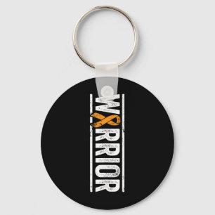 Warrior - Vertical Orange Cancer Awareness Ribbon  Key Ring