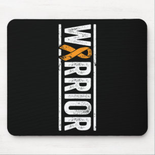 Warrior - Vertical Orange Cancer Awareness Ribbon Mouse Pad