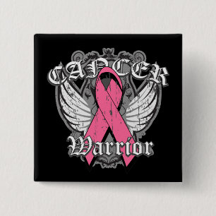 Warrior Vintage Wings - Breast Cancer 15 Cm Square Badge